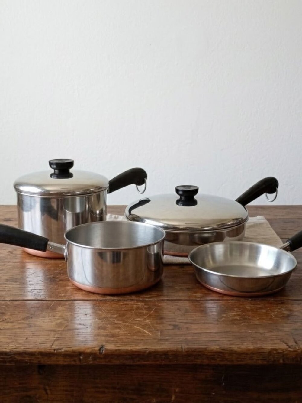Vintage 6 Piece Revereware Stainless Steel Cookware Set Saucepan Skillet Clinton